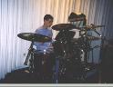 Playing drums at church